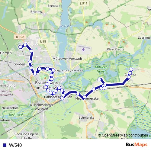 W/540 bus Line Map