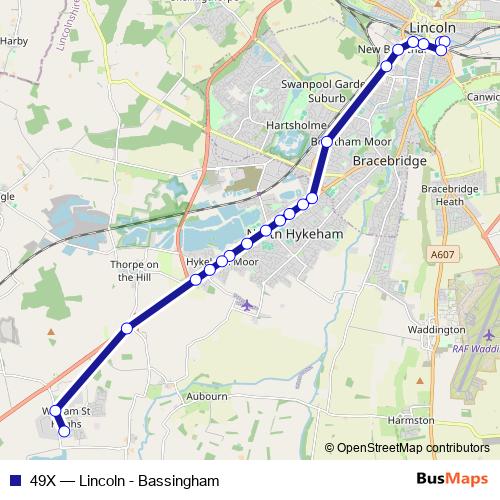 49X bus Line Map