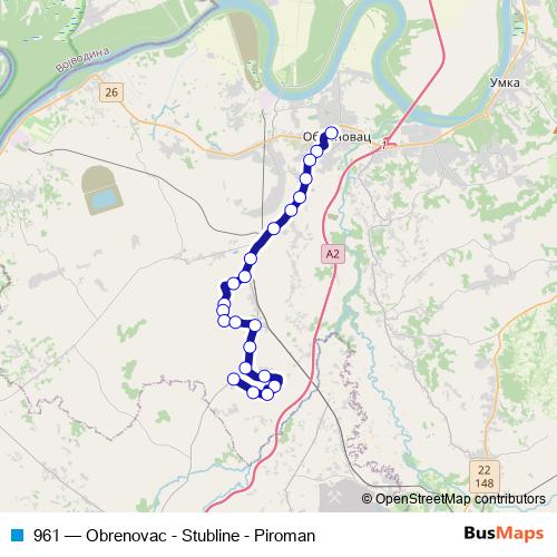 961 bus Line Map