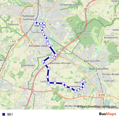 961 bus Line Map