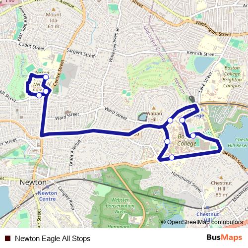 Newton Eagle All Stops bus Line Map