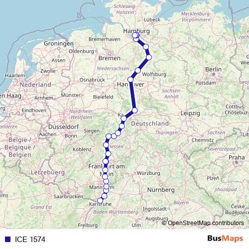 ICE 1574 rail Line Map
