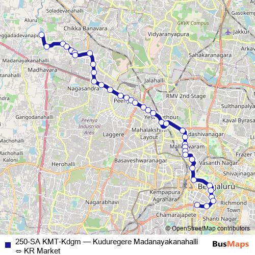 250-SA KMT-Kdgm bus Line Map