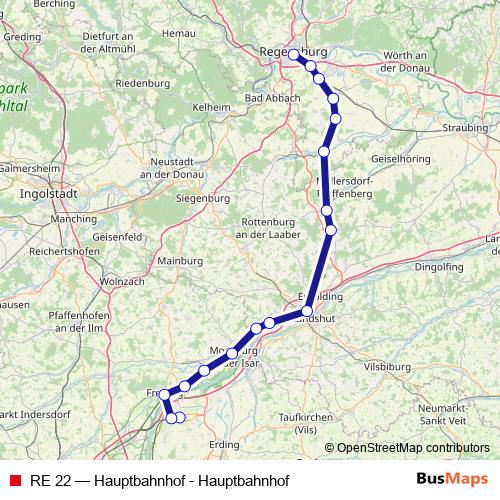 RE 22 rail Line Map