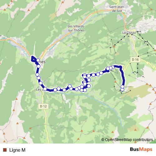 Ligne M bus Line Map