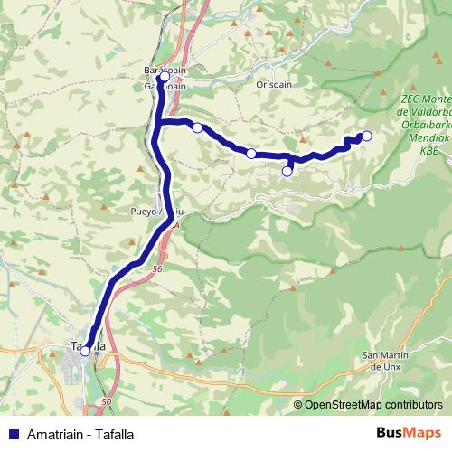 Amatriain - Tafalla bus Line Map