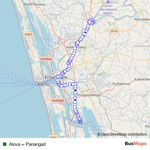 Aluva ↔ Panangad bus Line Map
