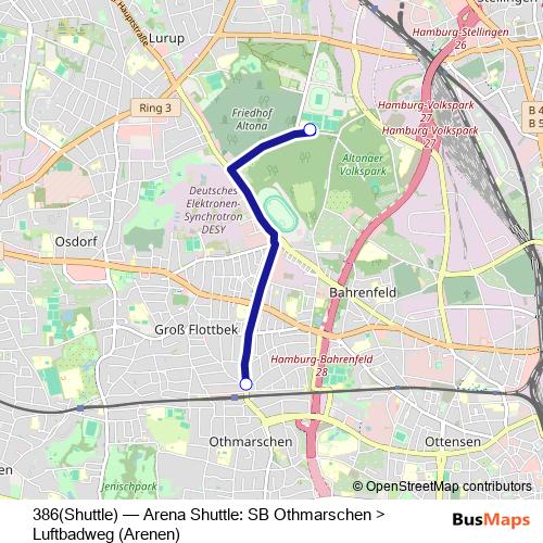 386(Shuttle) bus Line Map