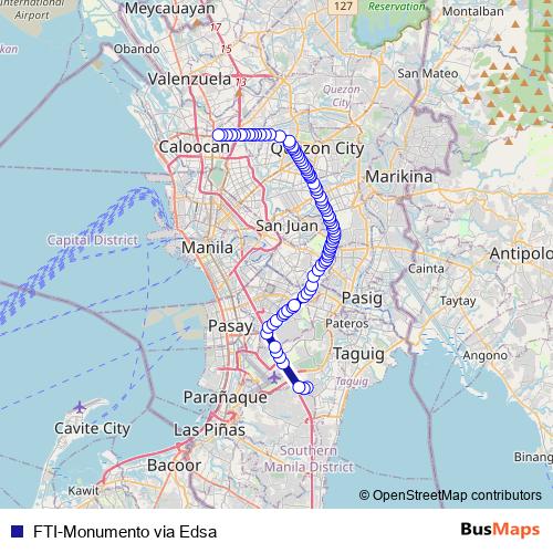 FTI-Monumento via Edsa bus Line Map