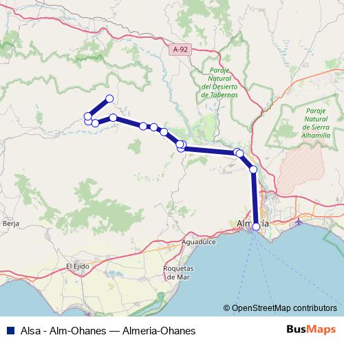 Alsa - Alm-Ohanes bus Line Map