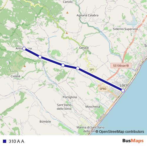 310 A A bus Line Map