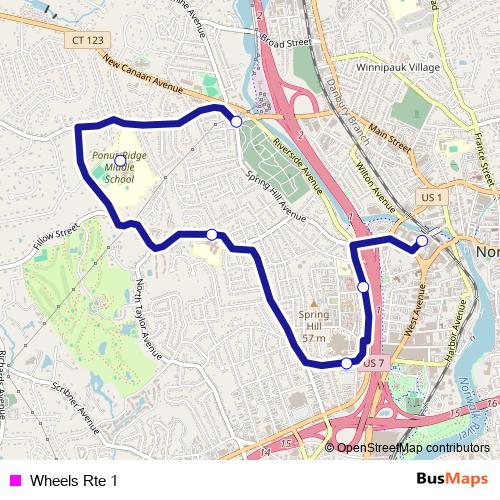 Wheels Rte 1 bus Line Map
