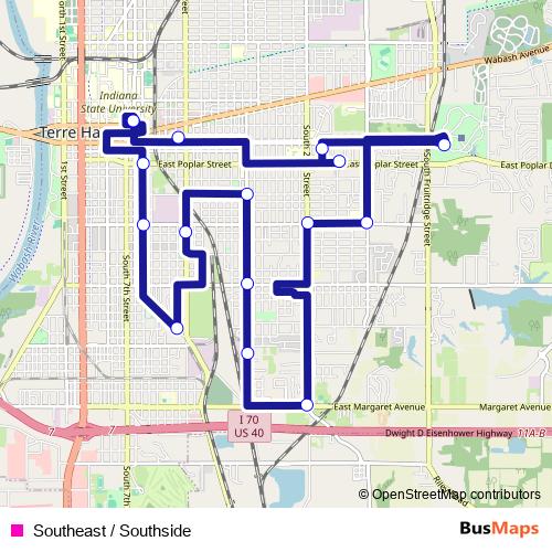 Southeast / Southside bus Line Map