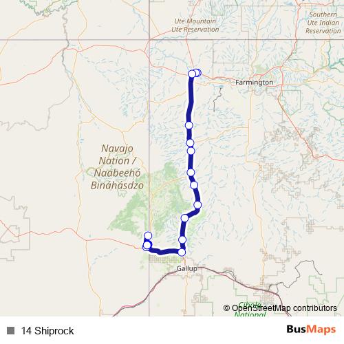 14 Shiprock bus Line Map