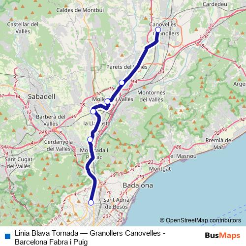 Linia Blava Tornada bus Line Map