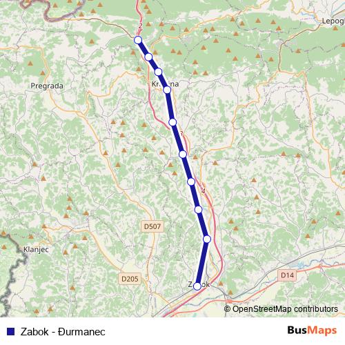 Zabok - Đurmanec rail Line Map