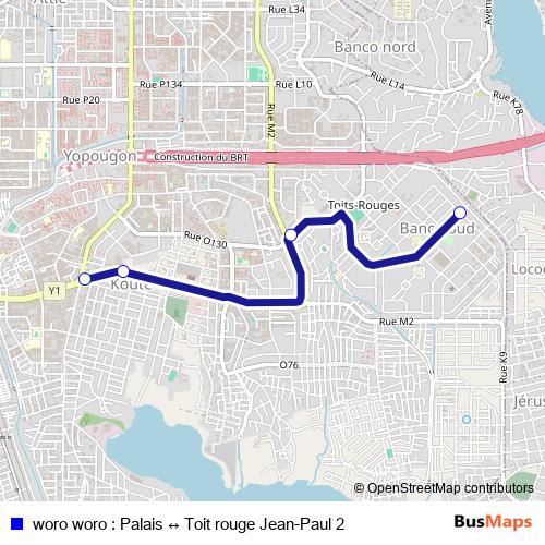 woro woro : Palais ↔ Toit rouge Jean-Paul 2 bus Line Map