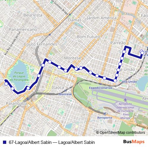 67-Lagoa/Albert Sabin bus Line Map