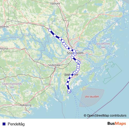 Pendeltåg rail Line Map