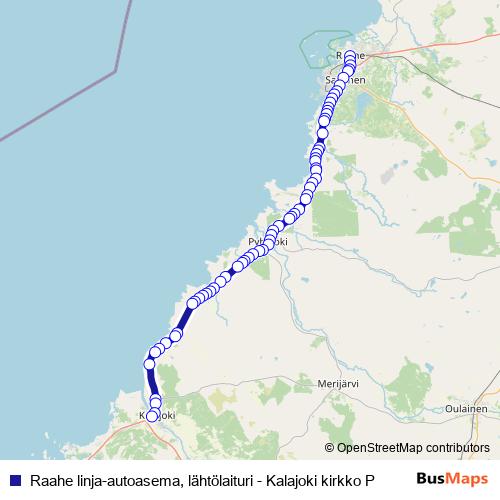 Raahe linja-autoasema, lähtölaituri - Kalajoki kirkko P bus Line Map