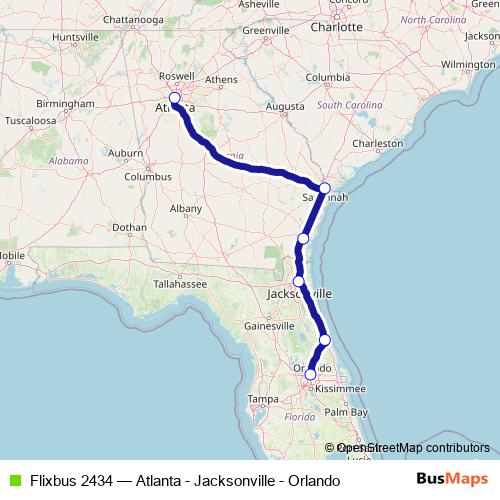 Flixbus 2434 bus Line Map