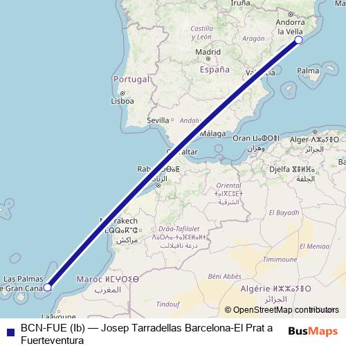 BCN-FUE (Ib) air Line Map