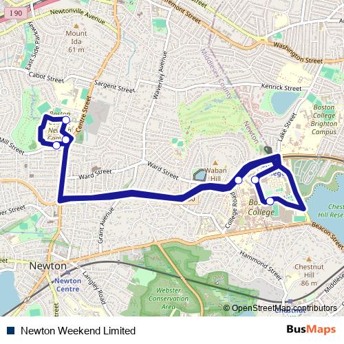 Newton Weekend Limited bus Line Map