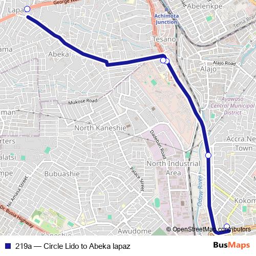 219a bus Line Map
