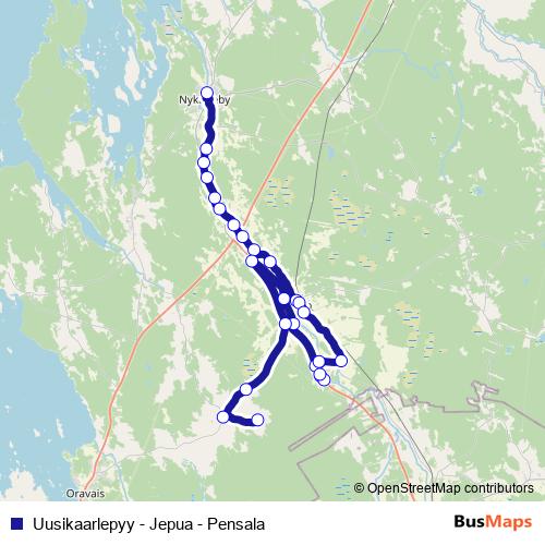 Uusikaarlepyy - Jepua - Pensala bus Line Map