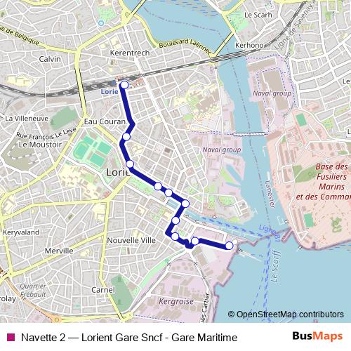 Navette 2 bus Line Map