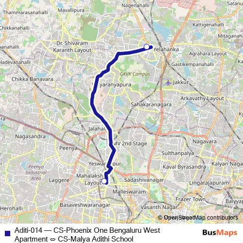 Aditi-014 bus Line Map