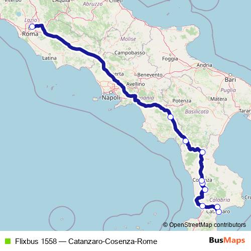 Flixbus 1558 bus Line Map