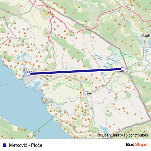 Metković - Ploče rail Line Map