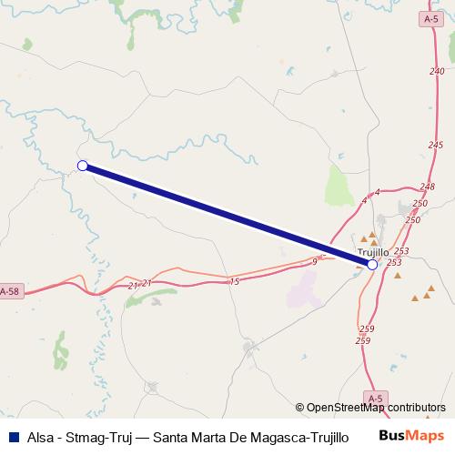 Alsa - Stmag-Truj bus Line Map