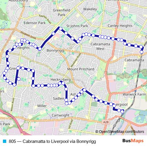 805 bus Line Map