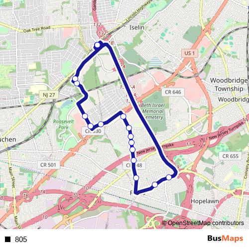 805 bus Line Map