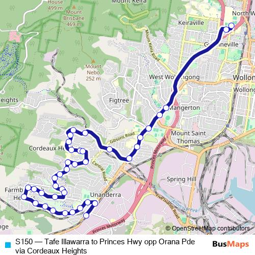 S150 bus Line Map