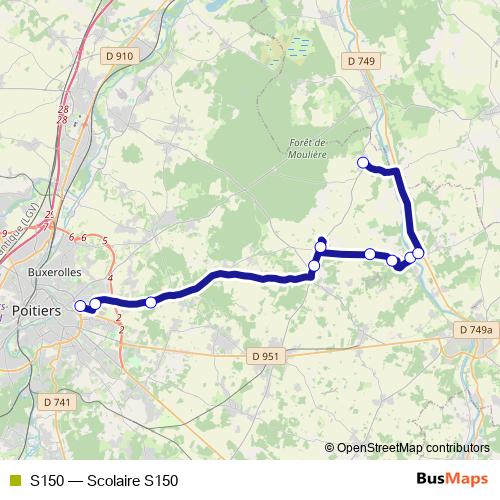 S150 bus Line Map