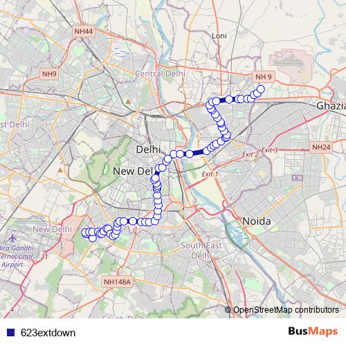 623extdown bus Line Map