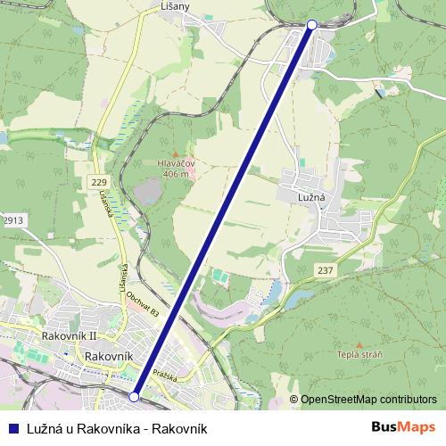Lužná u Rakovníka - Rakovník rail Line Map