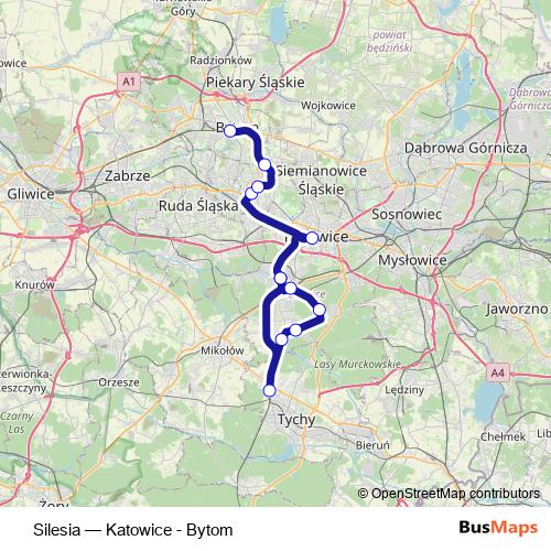 Silesia rail Line Map