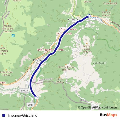 Trisungo-Grisciano bus Line Map