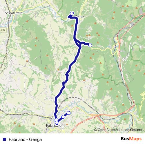 Fabriano - Genga bus Line Map