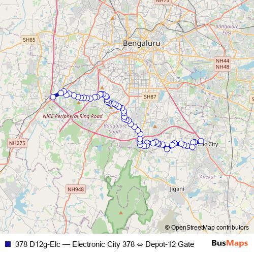 378 D12g-Elc bus Line Map