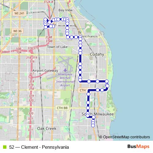 52 bus Line Map
