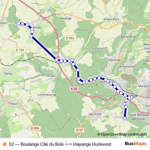 52 bus Line Map