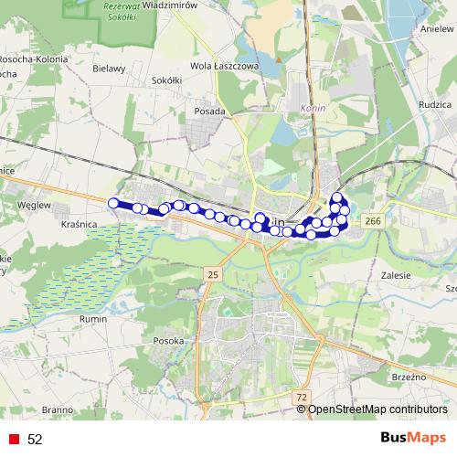 52 bus Line Map