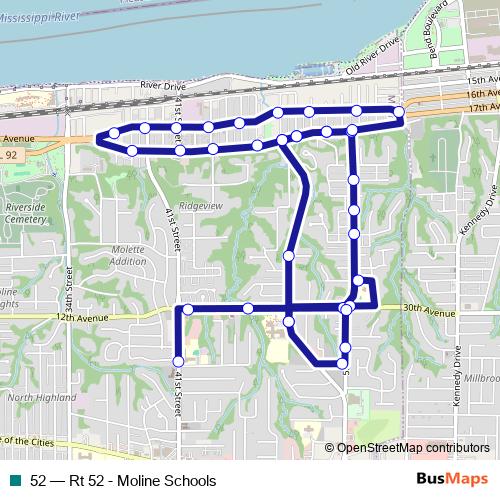 52 bus Line Map