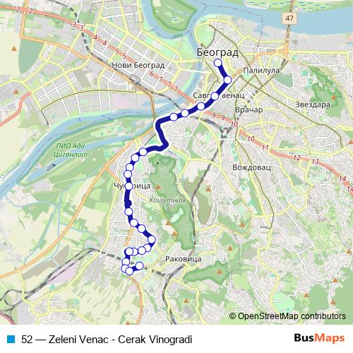 52 bus Line Map