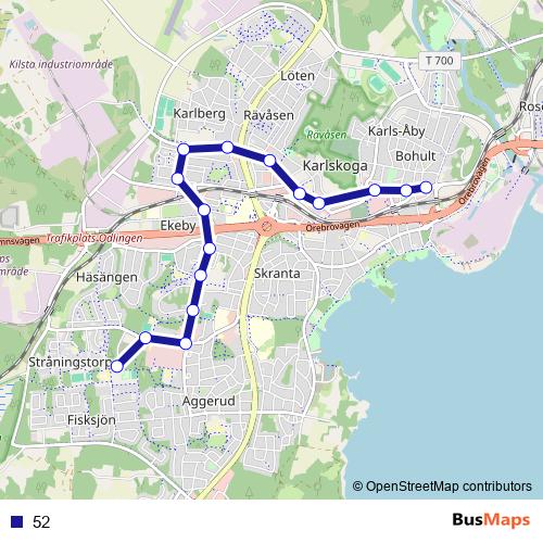 52 bus Line Map